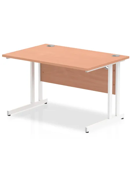 Dynamic Impulse 1200 x 800mm Straight Office Desk Beech Top White Cantilever Leg MI001674