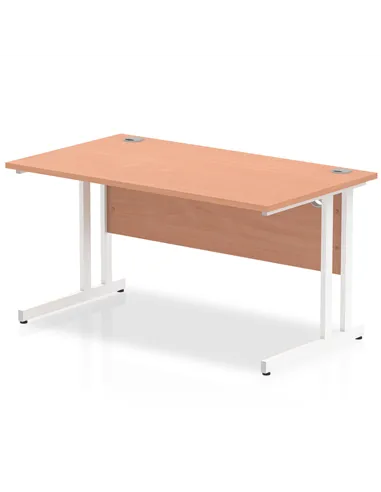 Dynamic Impulse 1400 x 800mm Straight Office Desk Beech Top White Cantilever Leg MI001675