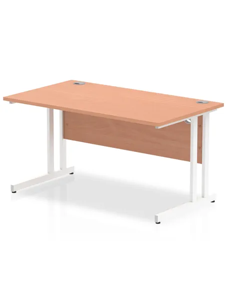 Dynamic Impulse 1400 x 800mm Straight Office Desk Beech Top White Cantilever Leg MI001675
