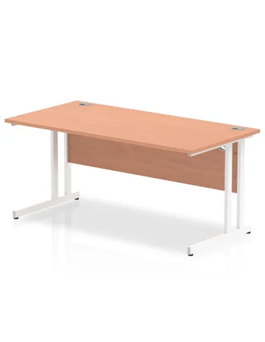 Dynamic Impulse 1600 x 800mm Straight Office Desk Beech Top White Cantilever Leg MI001676