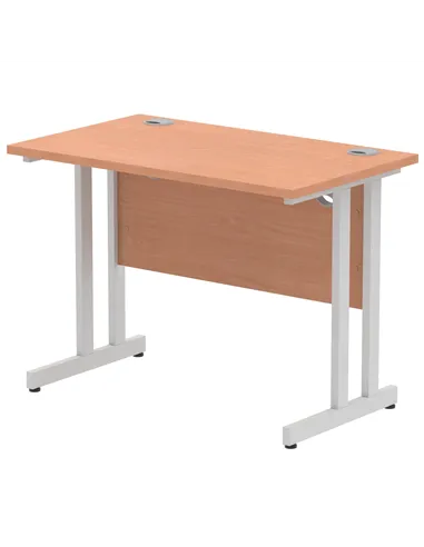 Dynamic Impulse 1000 x 600mm Straight Office Desk Beech Top Silver Cantilever Leg MI001678
