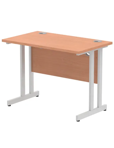Dynamic Impulse 1000 x 600mm Straight Office Desk Beech Top Silver Cantilever Leg MI001678