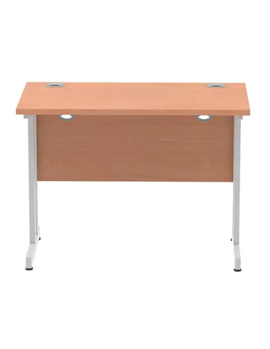 Dynamic Impulse 1000 x 600mm Straight Office Desk Beech Top Silver Cantilever Leg MI001678