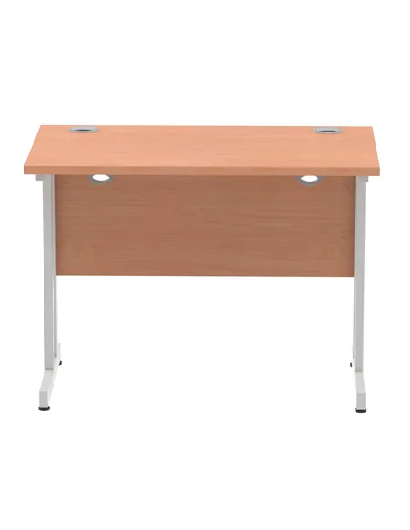 Dynamic Impulse 1000 x 600mm Straight Office Desk Beech Top Silver Cantilever Leg MI001678