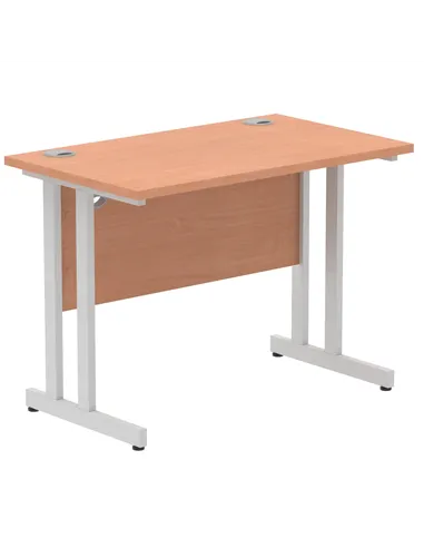 Dynamic Impulse 1000 x 600mm Straight Office Desk Beech Top Silver Cantilever Leg MI001678