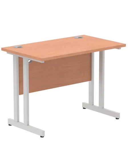 Dynamic Impulse 1000 x 600mm Straight Office Desk Beech Top Silver Cantilever Leg MI001678