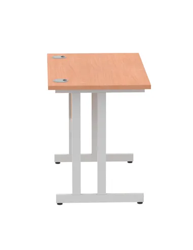 Dynamic Impulse 1000 x 600mm Straight Office Desk Beech Top Silver Cantilever Leg MI001678