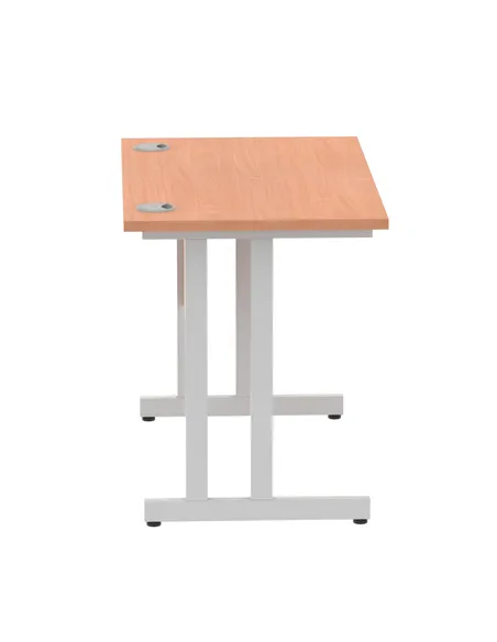 Dynamic Impulse 1000 x 600mm Straight Office Desk Beech Top Silver Cantilever Leg MI001678