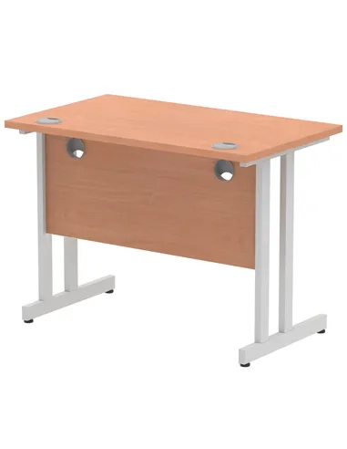 Dynamic Impulse 1000 x 600mm Straight Office Desk Beech Top Silver Cantilever Leg MI001678