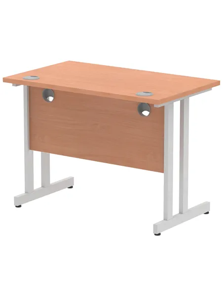 Dynamic Impulse 1000 x 600mm Straight Office Desk Beech Top Silver Cantilever Leg MI001678