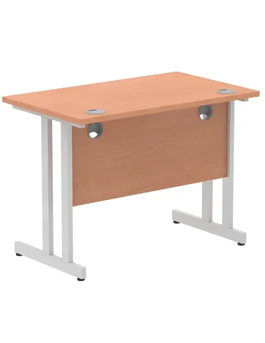 Dynamic Impulse 1000 x 600mm Straight Office Desk Beech Top Silver Cantilever Leg MI001678
