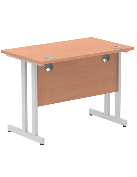 Dynamic Impulse 1000 x 600mm Straight Office Desk Beech Top Silver Cantilever Leg MI001678