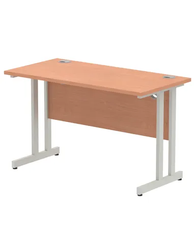 Dynamic Impulse 1200 x 600mm Straight Office Desk Beech Top Silver Cantilever Leg MI001679