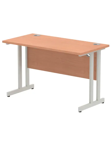 Dynamic Impulse 1200 x 600mm Straight Office Desk Beech Top Silver Cantilever Leg MI001679