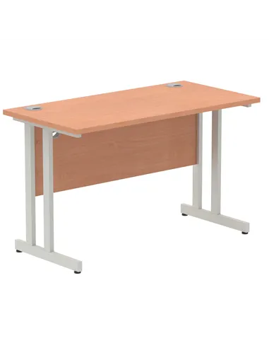Dynamic Impulse 1200 x 600mm Straight Office Desk Beech Top Silver Cantilever Leg MI001679