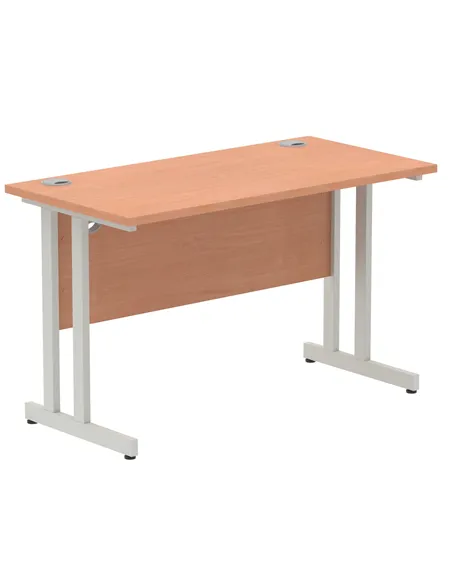 Dynamic Impulse 1200 x 600mm Straight Office Desk Beech Top Silver Cantilever Leg MI001679