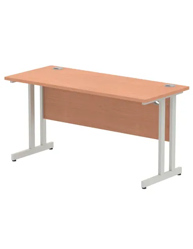 Dynamic Impulse 1400 x 600mm Straight Office Desk Beech Top Silver Cantilever Leg MI001680