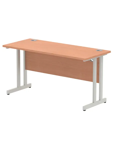 Dynamic Impulse 1400 x 600mm Straight Office Desk Beech Top Silver Cantilever Leg MI001680