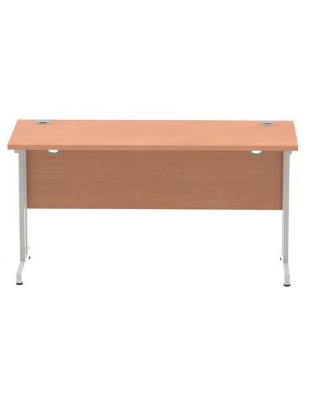 Dynamic Impulse 1400 x 600mm Straight Office Desk Beech Top Silver Cantilever Leg MI001680