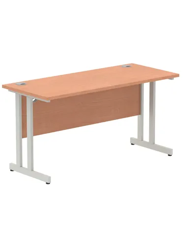 Dynamic Impulse 1400 x 600mm Straight Office Desk Beech Top Silver Cantilever Leg MI001680