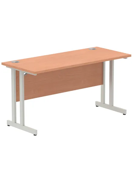 Dynamic Impulse 1400 x 600mm Straight Office Desk Beech Top Silver Cantilever Leg MI001680