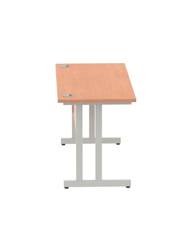 Dynamic Impulse 1400 x 600mm Straight Office Desk Beech Top Silver Cantilever Leg MI001680