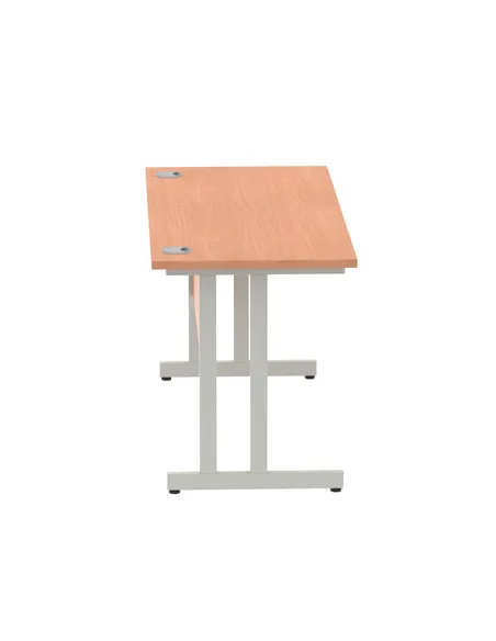 Dynamic Impulse 1400 x 600mm Straight Office Desk Beech Top Silver Cantilever Leg MI001680