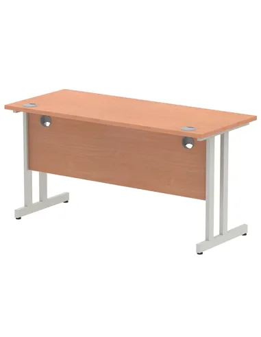 Dynamic Impulse 1400 x 600mm Straight Office Desk Beech Top Silver Cantilever Leg MI001680