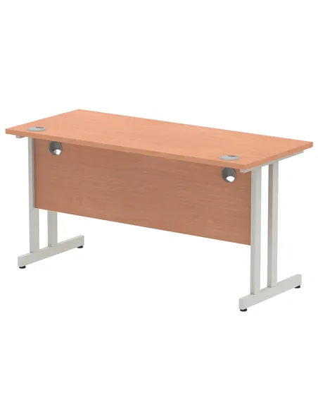 Dynamic Impulse 1400 x 600mm Straight Office Desk Beech Top Silver Cantilever Leg MI001680