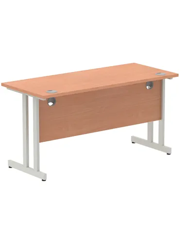 Dynamic Impulse 1400 x 600mm Straight Office Desk Beech Top Silver Cantilever Leg MI001680