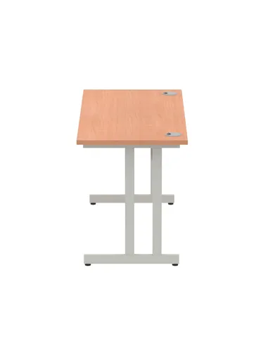 Dynamic Impulse 1400 x 600mm Straight Office Desk Beech Top Silver Cantilever Leg MI001680
