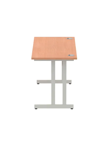 Dynamic Impulse 1400 x 600mm Straight Office Desk Beech Top Silver Cantilever Leg MI001680