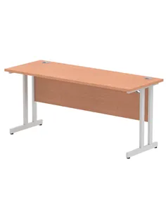 Dynamic Impulse 1600 x 600mm Straight Office Desk Beech Top Silver Cantilever Leg MI001681