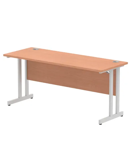 Dynamic Impulse 1600 x 600mm Straight Office Desk Beech Top Silver Cantilever Leg MI001681