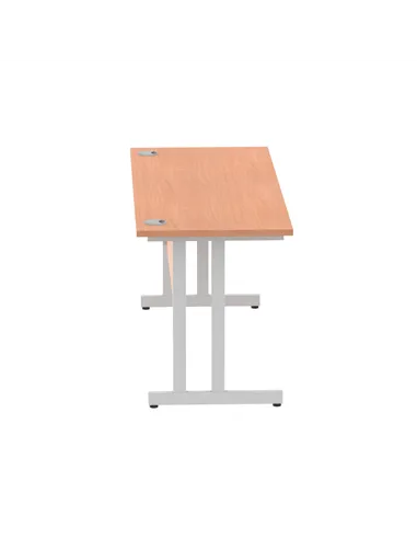 Dynamic Impulse 1600 x 600mm Straight Office Desk Beech Top Silver Cantilever Leg MI001681