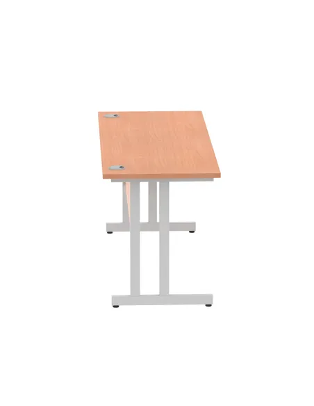 Dynamic Impulse 1600 x 600mm Straight Office Desk Beech Top Silver Cantilever Leg MI001681