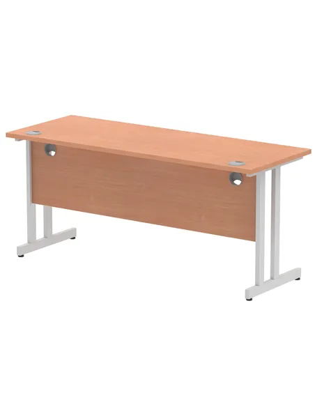 Dynamic Impulse 1600 x 600mm Straight Office Desk Beech Top Silver Cantilever Leg MI001681