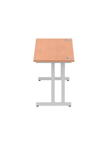 Dynamic Impulse 1600 x 600mm Straight Office Desk Beech Top Silver Cantilever Leg MI001681