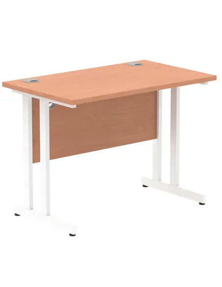 Dynamic Impulse 1000 x 600mm Straight Office Desk Beech Top White Cantilever Leg MI001683
