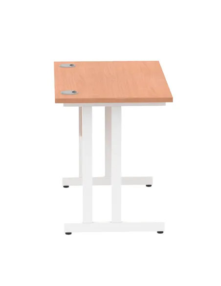 Dynamic Impulse 1000 x 600mm Straight Office Desk Beech Top White Cantilever Leg MI001683
