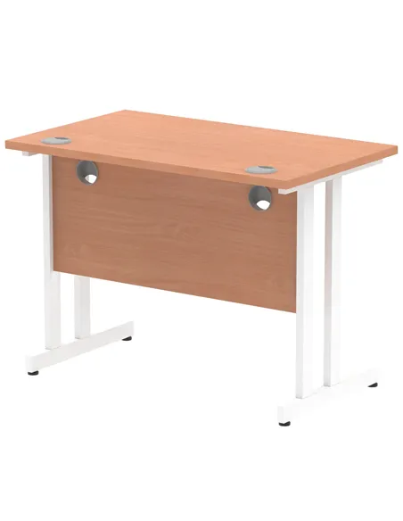 Dynamic Impulse 1000 x 600mm Straight Office Desk Beech Top White Cantilever Leg MI001683