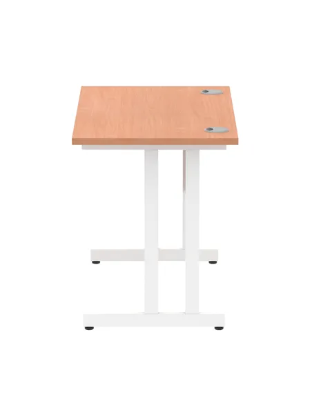 Dynamic Impulse 1000 x 600mm Straight Office Desk Beech Top White Cantilever Leg MI001683
