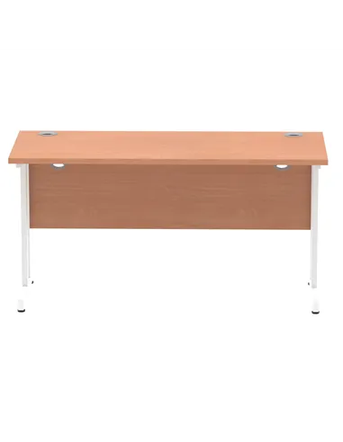 Dynamic Impulse 1400 x 600mm Straight Office Desk Beech Top White Cantilever Leg MI001685
