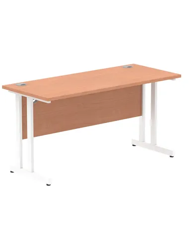 Dynamic Impulse 1400 x 600mm Straight Office Desk Beech Top White Cantilever Leg MI001685