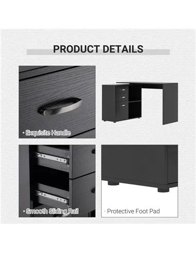 HOMCOM L Shaped Computer Desk, Reversible Home Office Desk with Drawers, File Cabinet and Storage Shelves, Study Table, 117 x 83