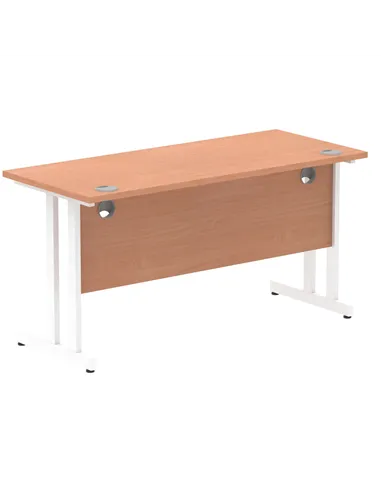 Dynamic Impulse 1400 x 600mm Straight Office Desk Beech Top White Cantilever Leg MI001685