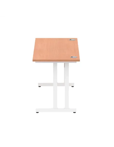 Dynamic Impulse 1400 x 600mm Straight Office Desk Beech Top White Cantilever Leg MI001685