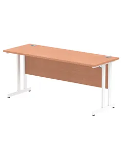 Dynamic Impulse 1600 x 600mm Straight Office Desk Beech Top White Cantilever Leg MI001686