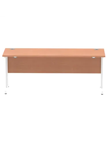 Dynamic Impulse 1800 x 600mm Straight Office Desk Beech Top White Cantilever Leg MI001687