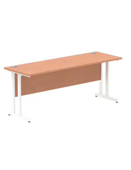 Dynamic Impulse 1800 x 600mm Straight Office Desk Beech Top White Cantilever Leg MI001687